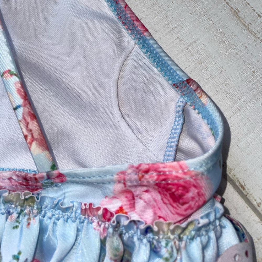 Blue Ruffle Floral Bikini Set - Picture 5 of 8